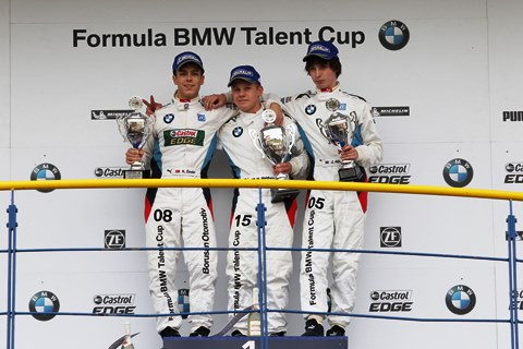 PODIUM / 3rd Kaan Önder (TK), 1st Michael Waldherr (DE), 2nd James Allen (AU) / Sunday - Grand Final of the Formula BMW Talent Cup, Oschersleben (Bode), Germany, On Track Event 6, from 13.09.-15.09.2013 - This image is copyright free for editorial use. © Copyright: BMW AG