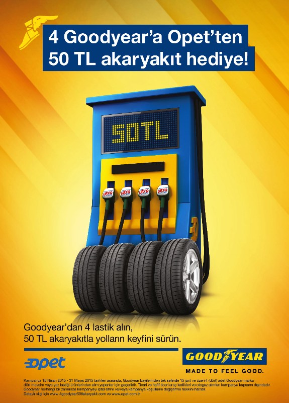 4 Goodyear’a OPET’ten 50 TL akaryakıt hediye