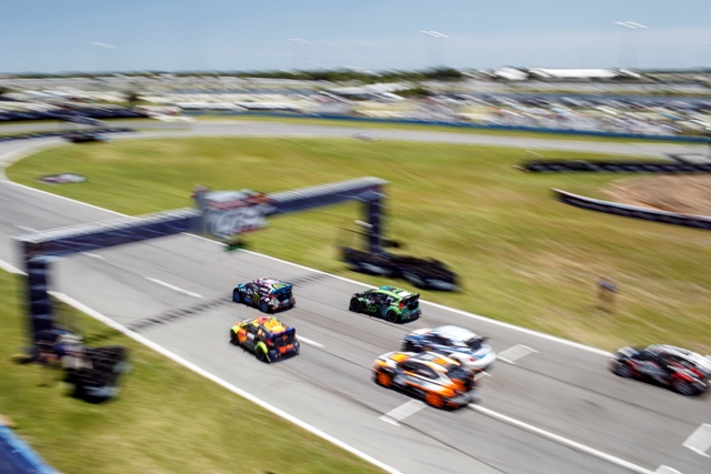 Competitors compete at Red Bull Global Rallycross, in Daytona Beach, FL, USA on 21 June, 2015