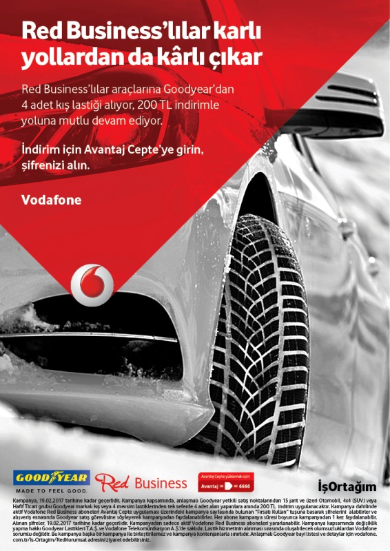 VODAFONE RED BUSINESS ÜYELERİNE GOODYEAR’DAN İNDİRİM