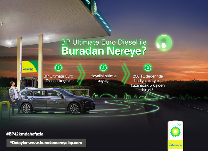 “BP Ultimate Euro Diesel ile Buradan Nereye” yarışması 5 kişiye 250 TL’lik hediye akaryakıt kazandıracak